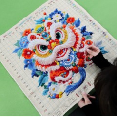 丹狮献瑞十字绣2026新款爆款客厅卧室喜庆手工刺绣寓意好国潮醒狮