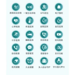 老人手表摔倒求救定位全网通 电话视频体温心率检测白泽